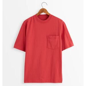 J PETERMAN NEW Short Sleeve Crew Neck Cotton Pocket Vintage Tee Orange XL